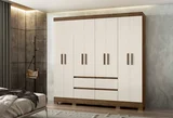 Guarda Roupa Belem Castanho Off White 212x216x47 em MDP Moval Móveis