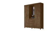 Guarda Roupa Capri Espelho Castanho Wood 204x165x47 em MDP Moval Móveis