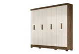 Guarda Roupa Diplomata Castanho Wood/Baunilha 212x236x47 em MDP Moval Móveis
