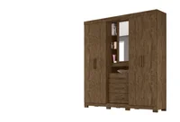 Guarda Roupa Eldorado Espelho Castanho Wood 212x195x47 em MDP Moval Móveis