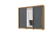 Guarda Roupa Monaco Espelho Freijó Cinza 230x270x55 em MDP Moval Móveis
