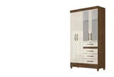 Guarda Roupa Sobral Espelho Castanho/Off White 204x110x47 em MDP Moval Móveis