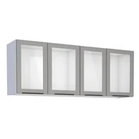 Armário Aéreo em Aço Juno 1445mm Cinza e Preto Vidro 150 37x147x56,5cm Cozimax