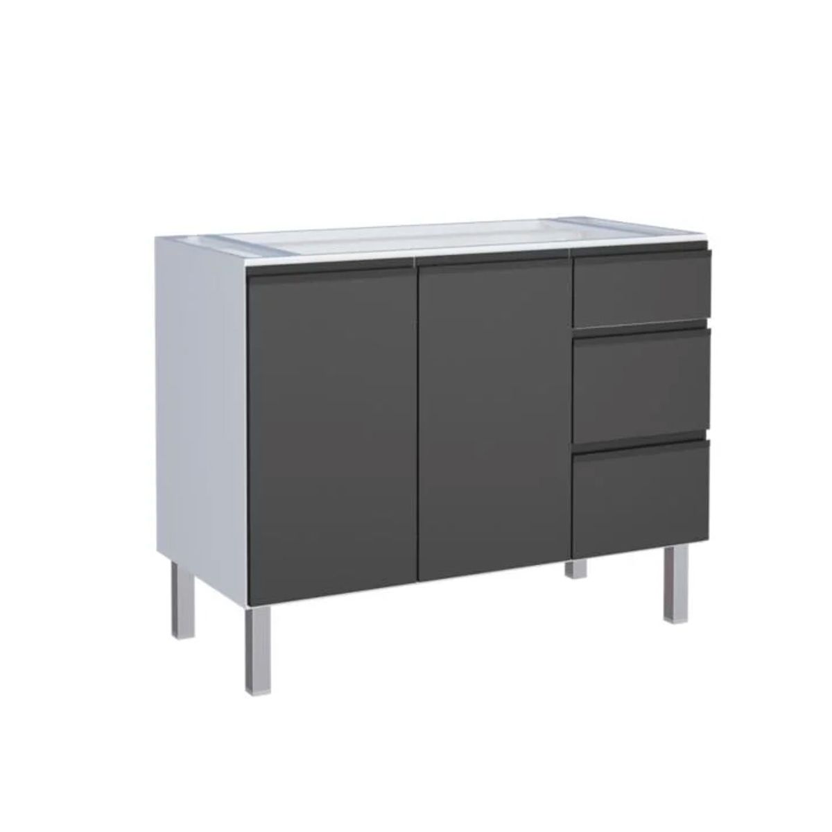 Gabinete para Cozinha em Aço Gaia Flat 115cm Preto Cozimax, marca  - Foto Principal