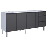 Gabinete em Aço Gaia Flat 1955mm Preto Pia 200 57x196,6x73cm Cozimax