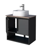 Gabinete de Banheiro em Aço Pequi com Tampo MDF Vidro Preto 35,6x56,7x54cm Cozimax