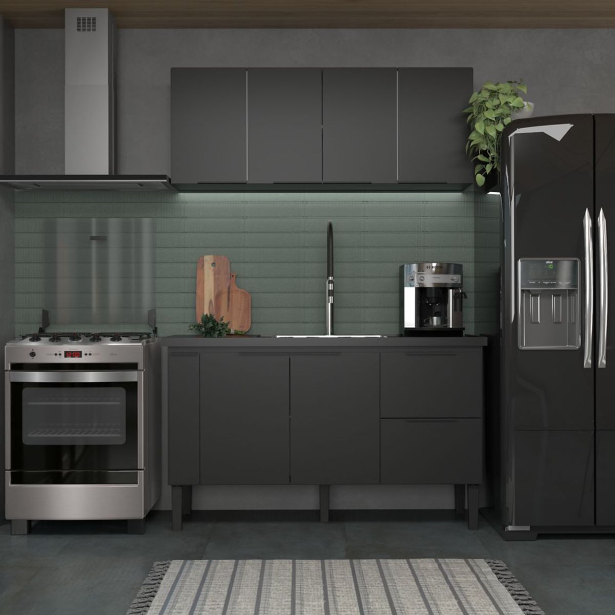 Gabinete para Cozinha Cisne 144cm Preto Cozimax, marca  - Foto 2