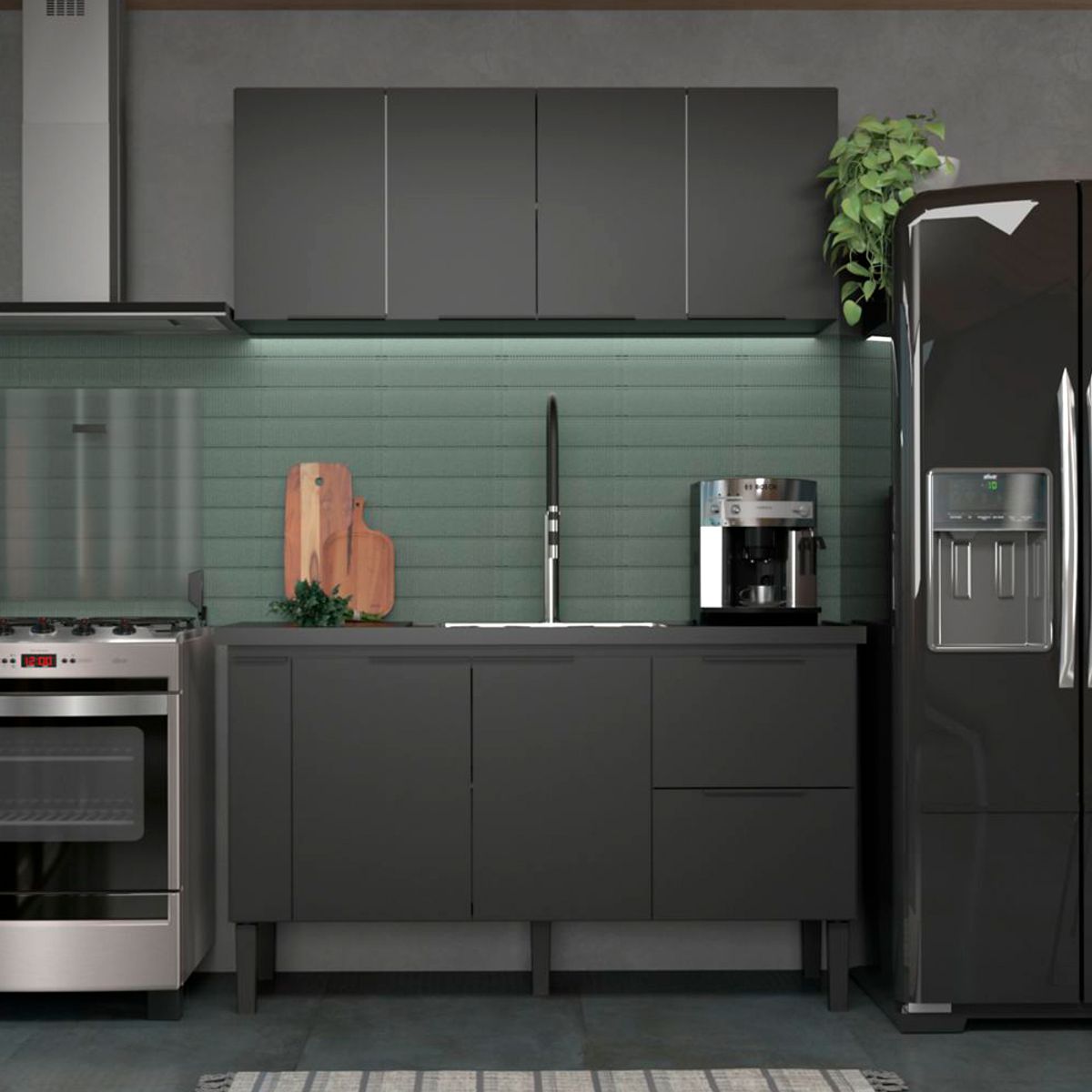 Gabinete para Cozinha Cisne 144cm Preto Cozimax, marca  - Foto Principal