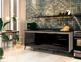 Gabinete para Pia em MDF e Madeira Natural Corrediças Telescópicas Puxadores  Rose Gold Bonatto