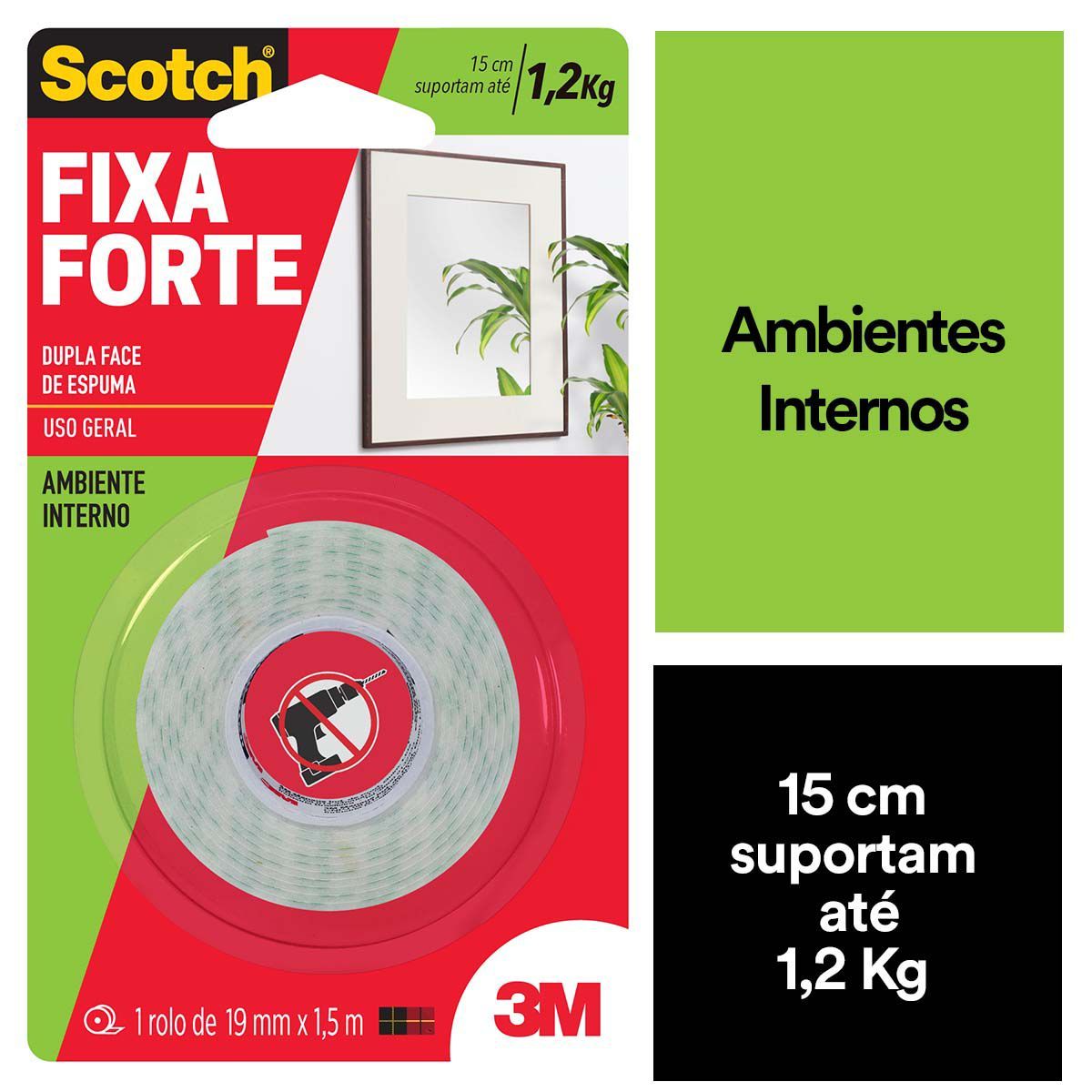 Fixa Forte 113 Rolo 19Mmx1.5M 3M, marca 3M Scotch - Foto Principal