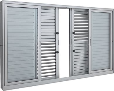 Janela Veneziana Multiflex Alumnio 6 Folhas Central 120x200x14cm Aluminium