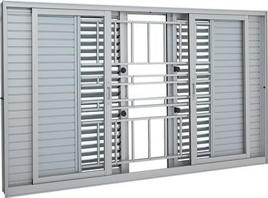 Janela Veneziana Multiflex Alumnio 6 Folhas Com Grade Central 120x150x14cm Aluminium