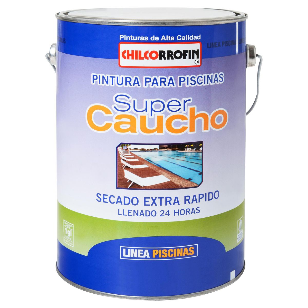 CHILCORROFIN - Pintura Piscina Super Caucho Lata 1 galón(es) Mate Celeste Agua