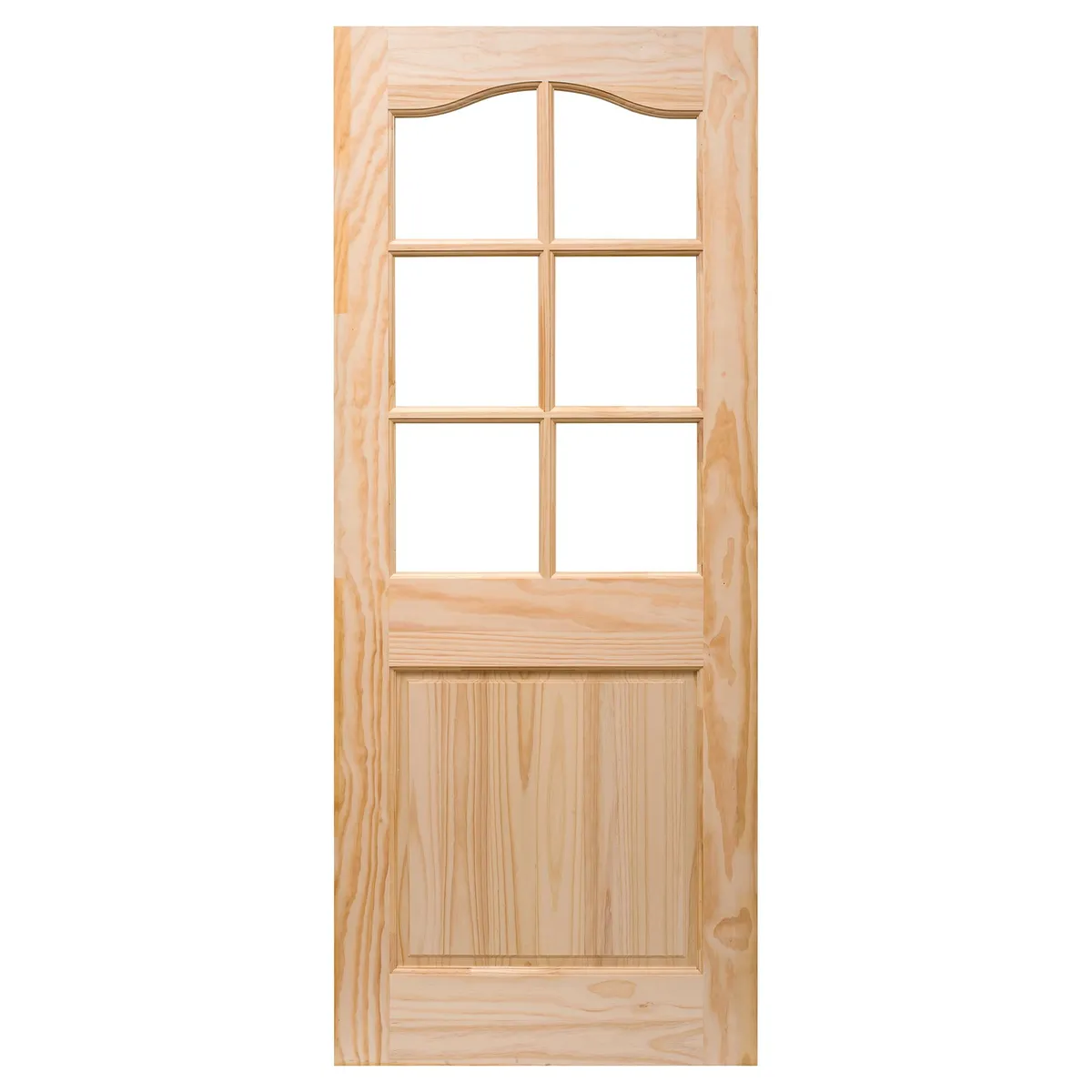 HOLZTEK - Puerta Pino 2 Paneles 6 Vidrios con Vidrio
