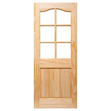 Puerta Pino 2 Paneles 6 Vidrios con Vidrio