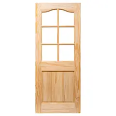 HOLZTEK - Puerta Pino 2 Paneles 6 Vidrios con Vidrio