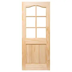 HOLZTEK - Puerta Pino 2 Paneles 6 Vidrios con Vidrio