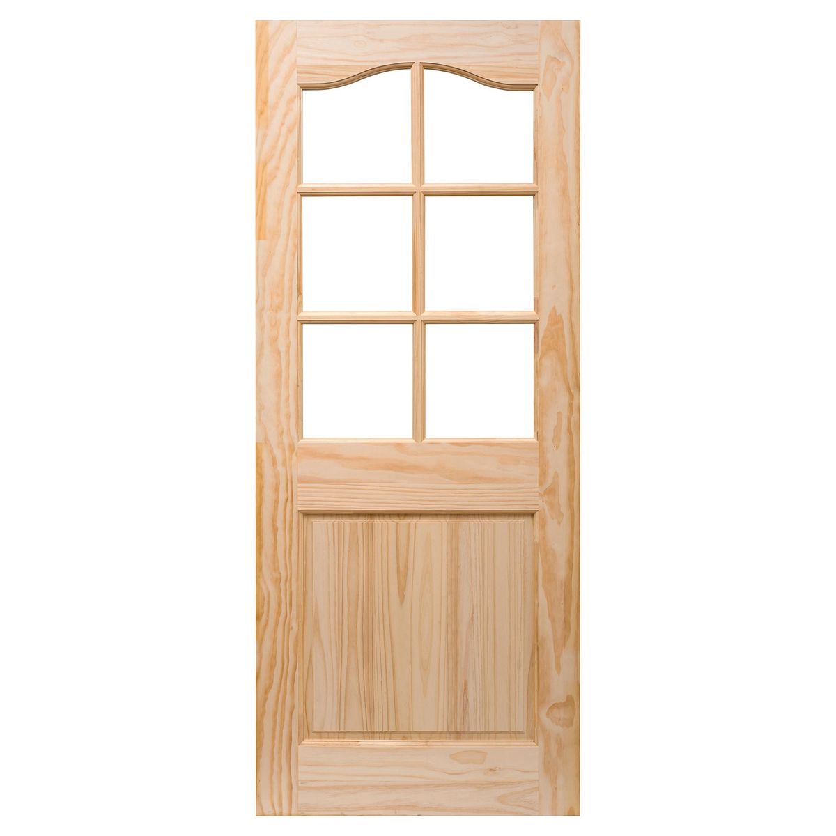 HOLZTEK - Puerta Pino 2 Paneles 6 Vidrios con Vidrio