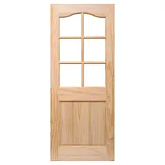 HOLZTEK - Puerta Pino 2 Paneles 6 Vidrios con Vidrio