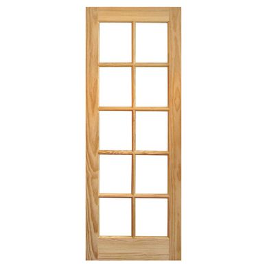 Puerta Pino 2 Paneles 10 Vidrios con Vidrio