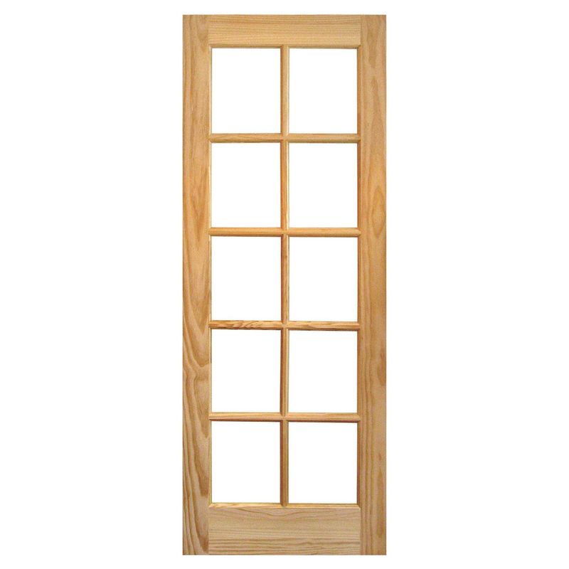 MULTIMARCA - Puerta Pino 2 Paneles 10 Vidrios con Vidrio