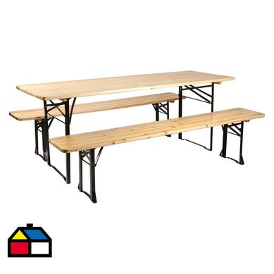 Mesa Plegable con bancos 199 cm