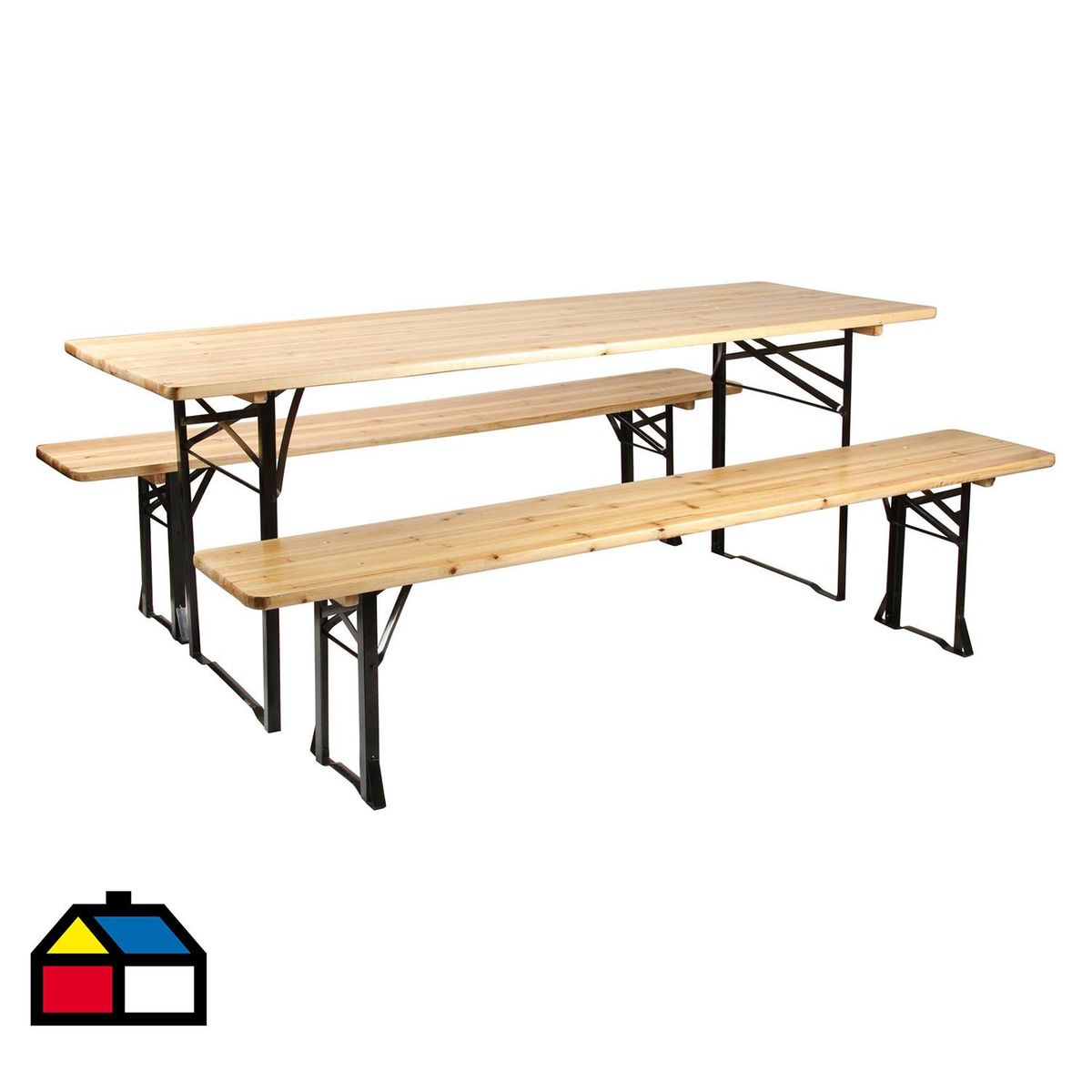 KLIMBER - Mesa Plegable con Bancos Rectangular 200 cm Madera