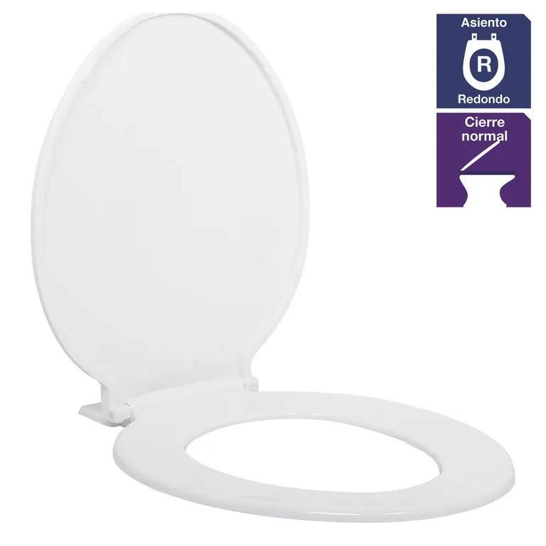 Asiento WC Redondo Plástico Blanco