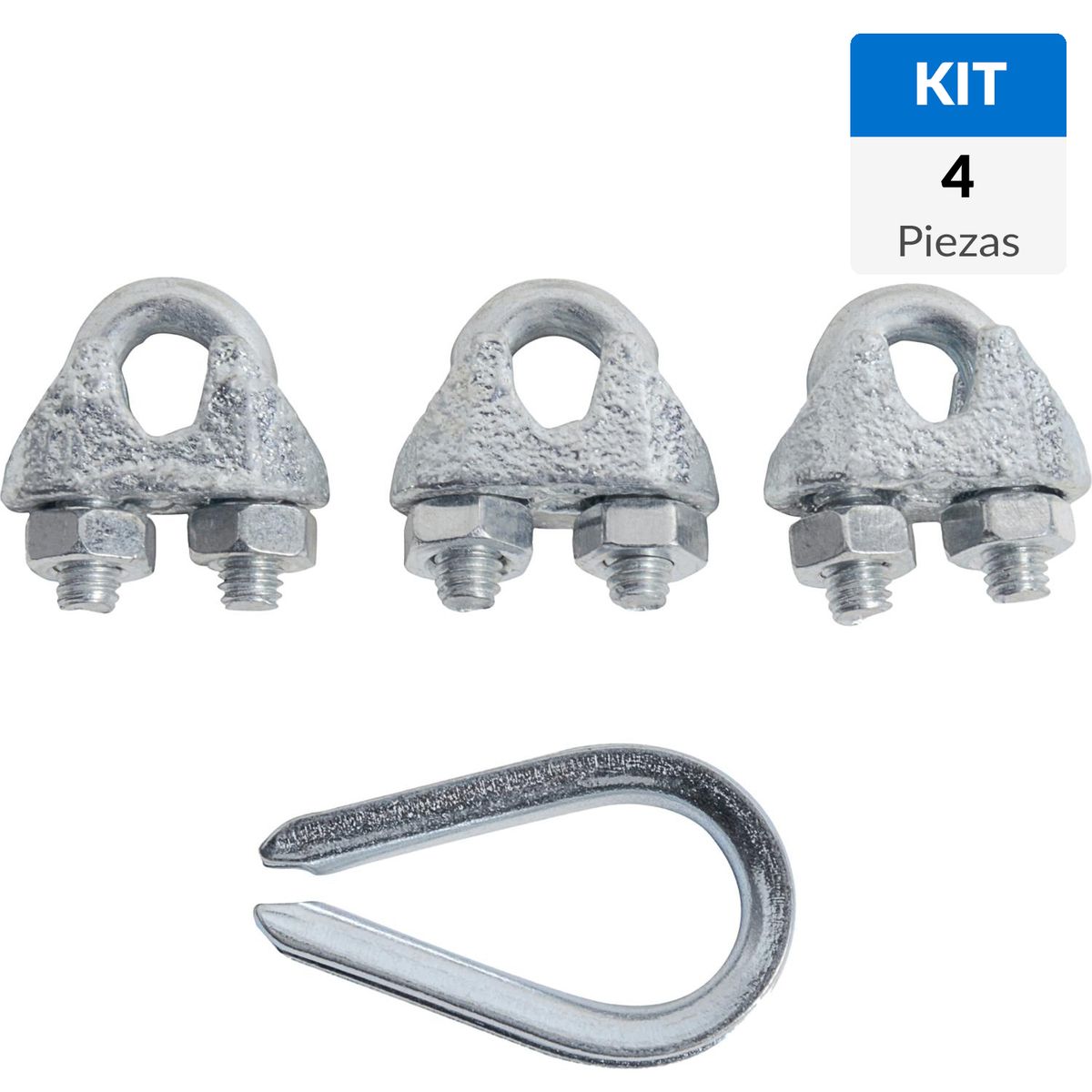 FIXSER - 3 abrazaderas y 1 guardacabo 1/8"