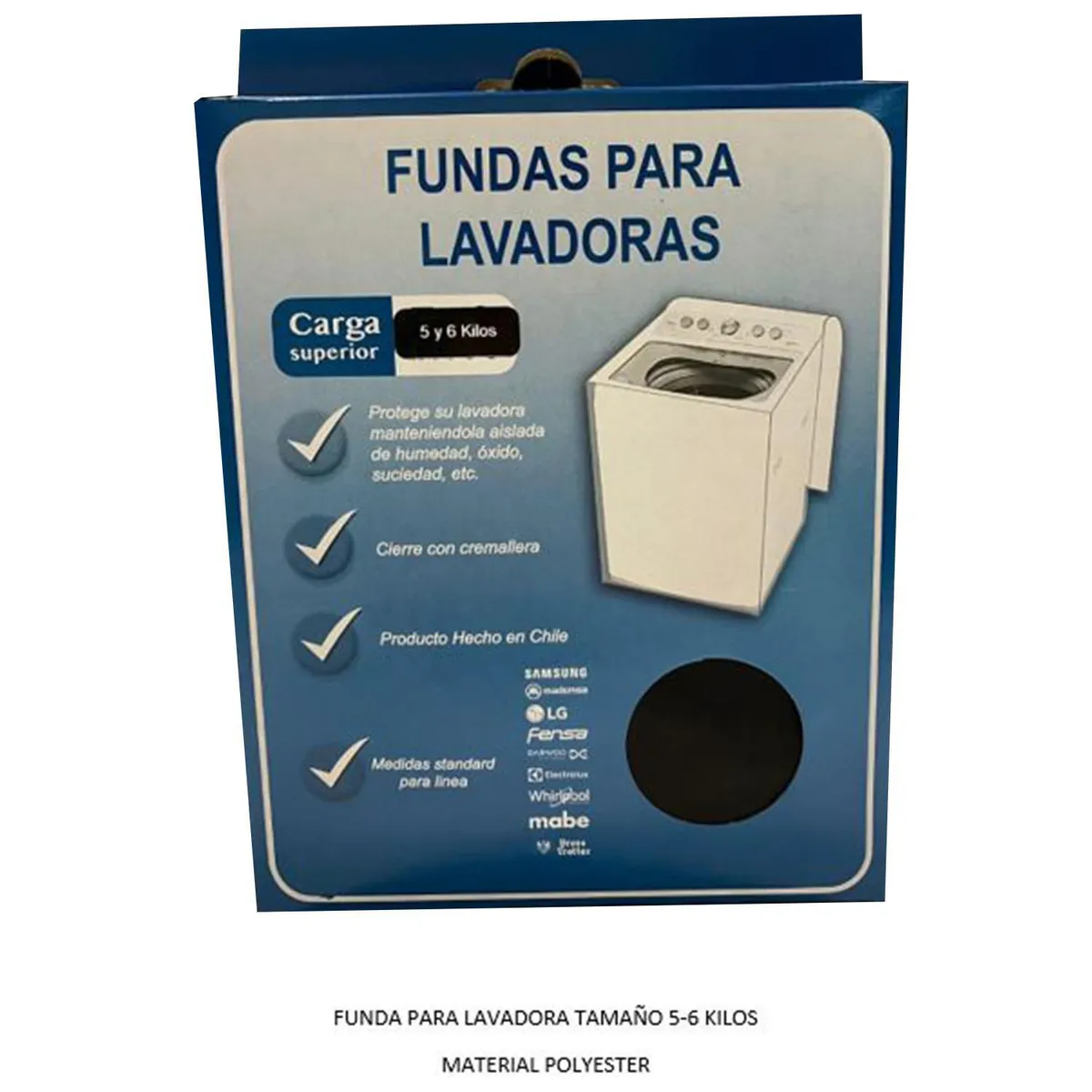 HAPPY WASH - Funda para Lavadora Superior de 5-6 kg Rectangular 65x68x99 cm Tela Blanco