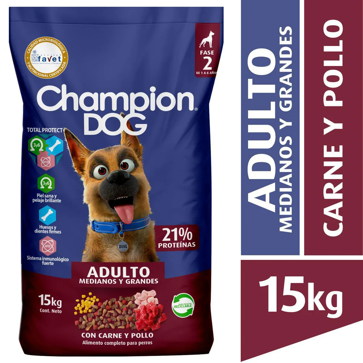 CHAMPION DOG - Alimento para Perro Adulto Carne y Pollo 15 kg