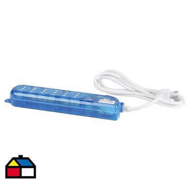 Alargador 6 tomas con proteccin sobre voltaje 1.8 m Azul