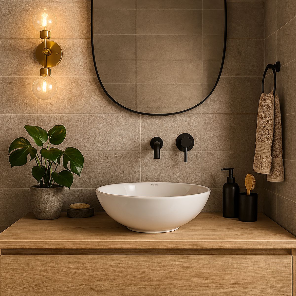 SENSI DACQUA - Lavamanos Forma Redonda Loza 40x16x40 cm Blanco