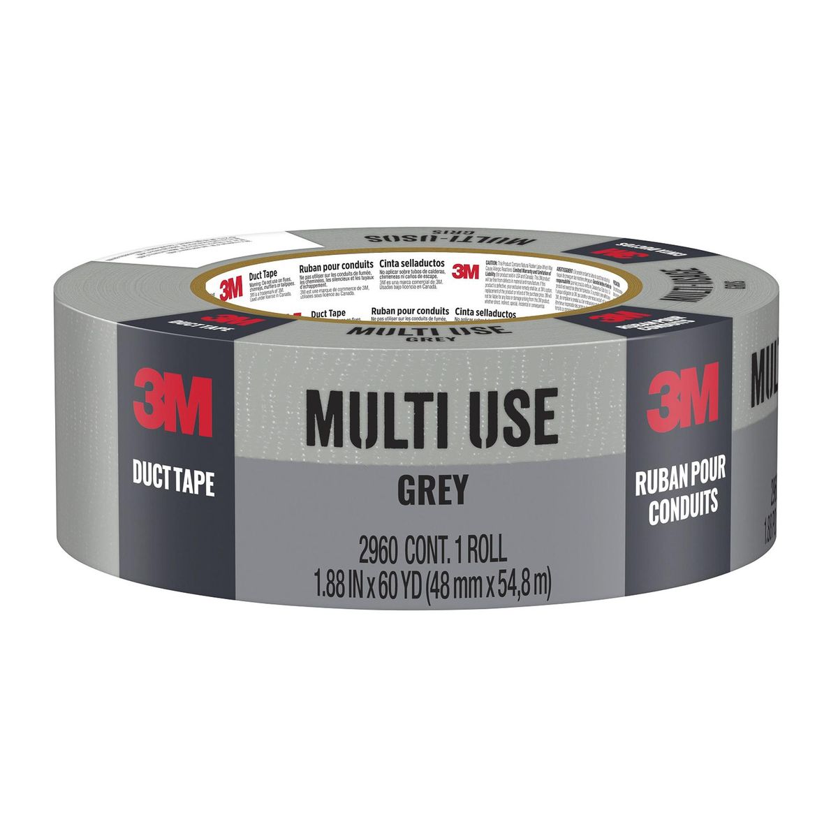 3M - Cinta de Tela Duct Tape de reparación Gris 48 mm x 54.8 mts