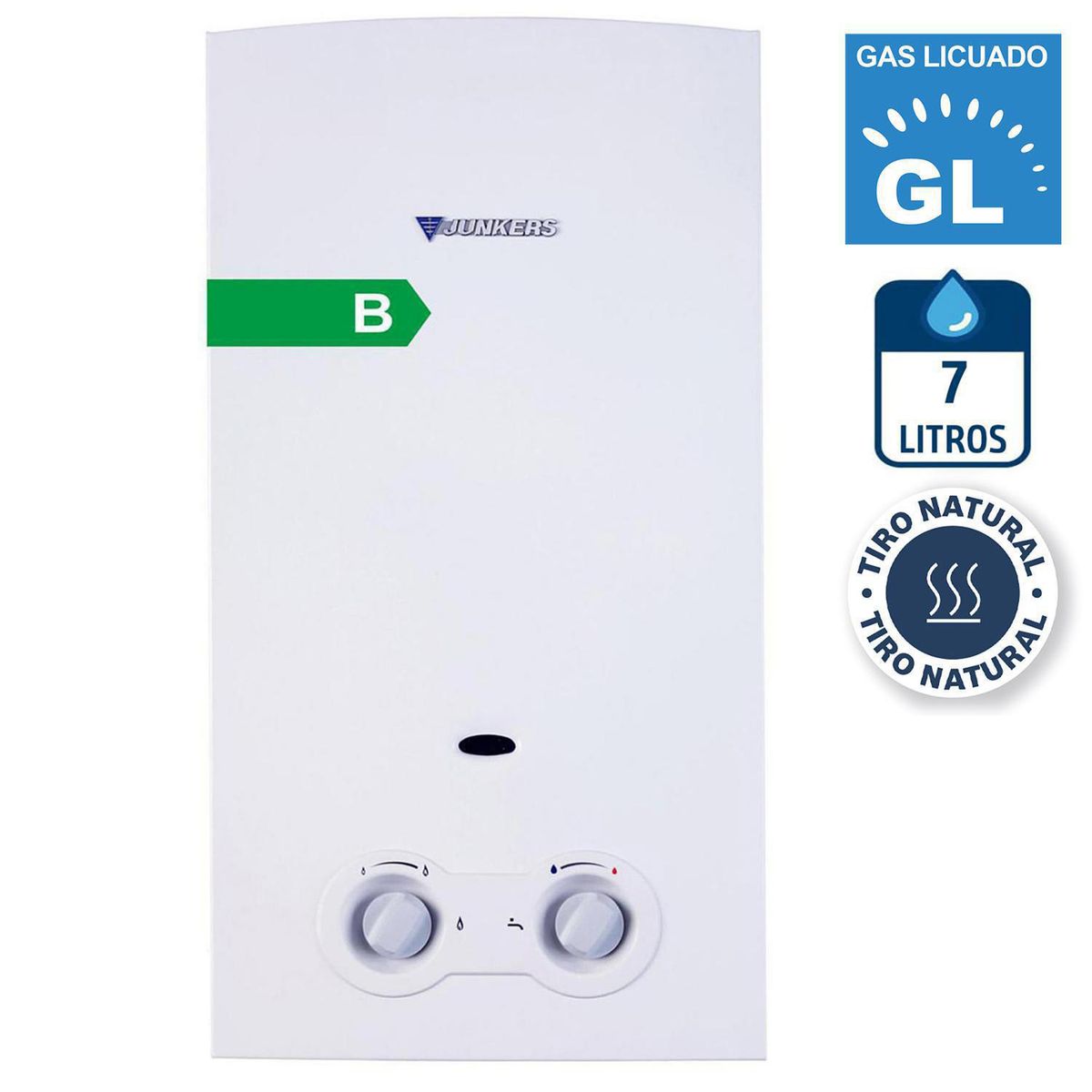 JUNKERS - Calefont Gas Licuado 7 Litros Tiro Natural Ionizado