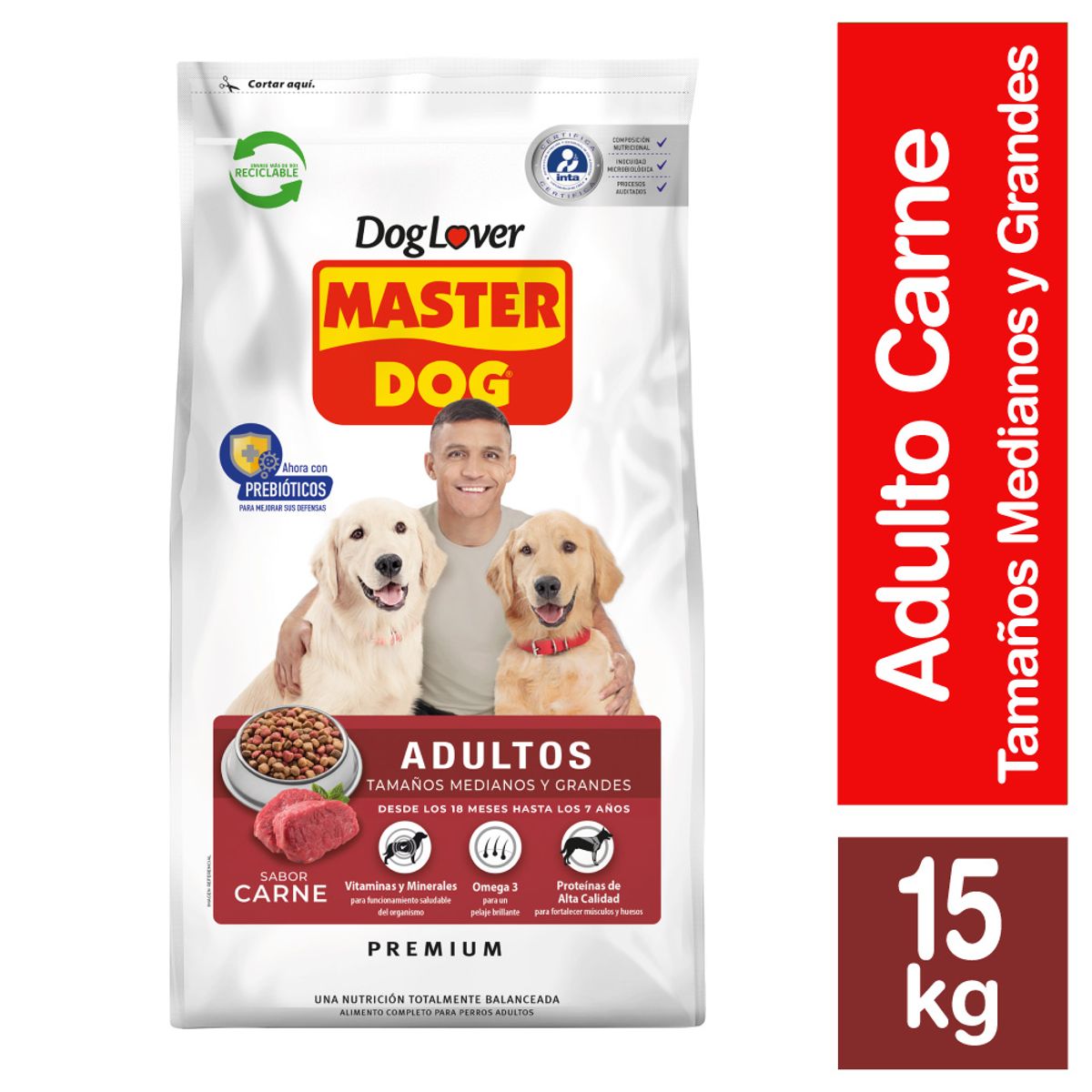 MASTER DOG - Alimento para Perro Adulto Carne, arroz y vegetales 15 kg