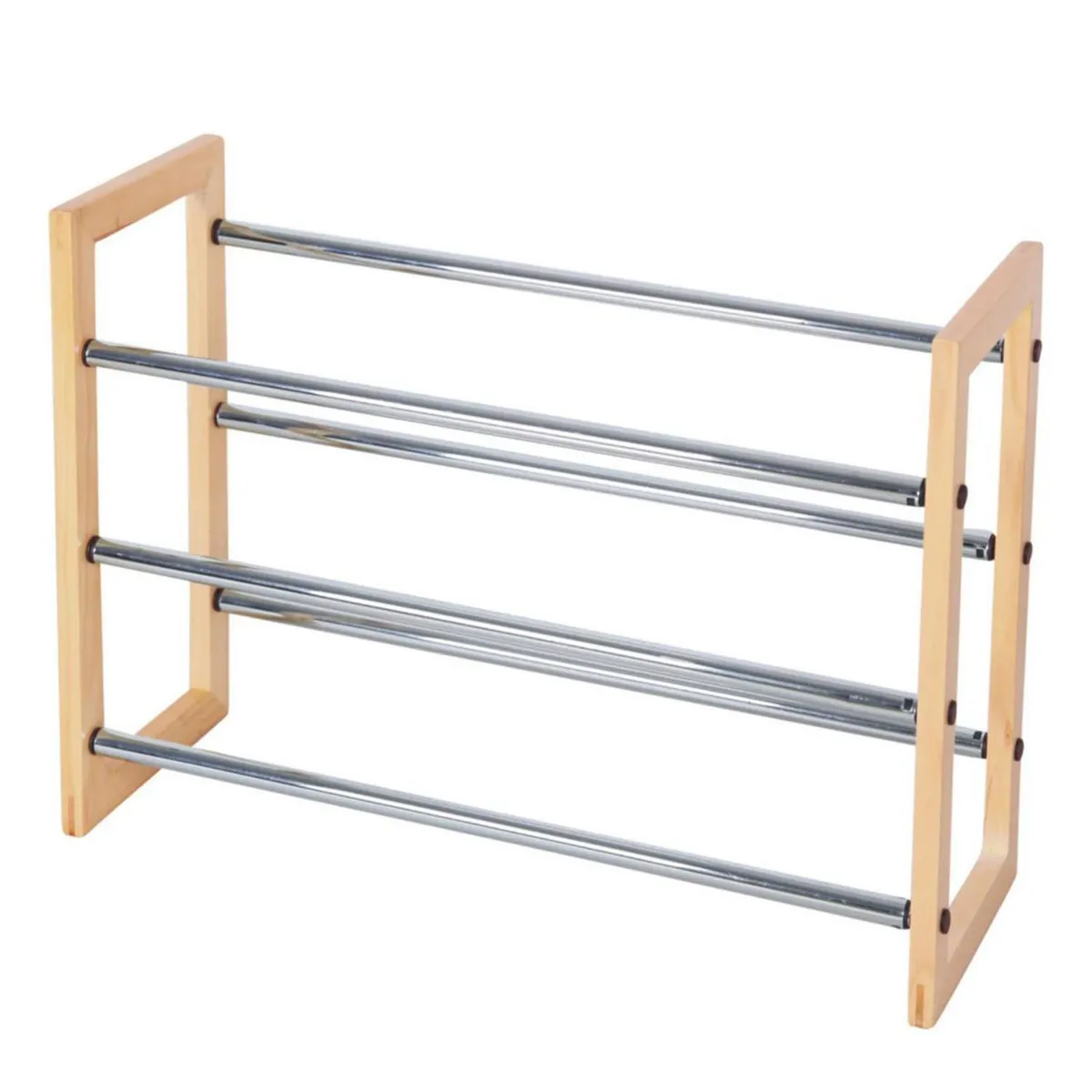 JUST HOME COLLECTION - Zapatera Extensible Madera 3 Nivel(es) 63x45x21 cm Natural/Cromo