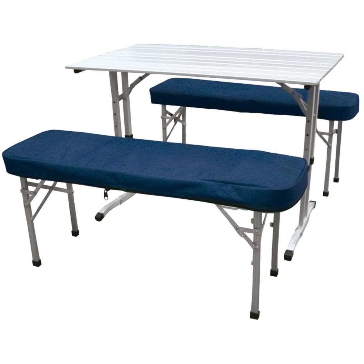 DOITE - Mesa Plegable con Bancos Rectangular 52.5x66.5x90 cm Azul/gris