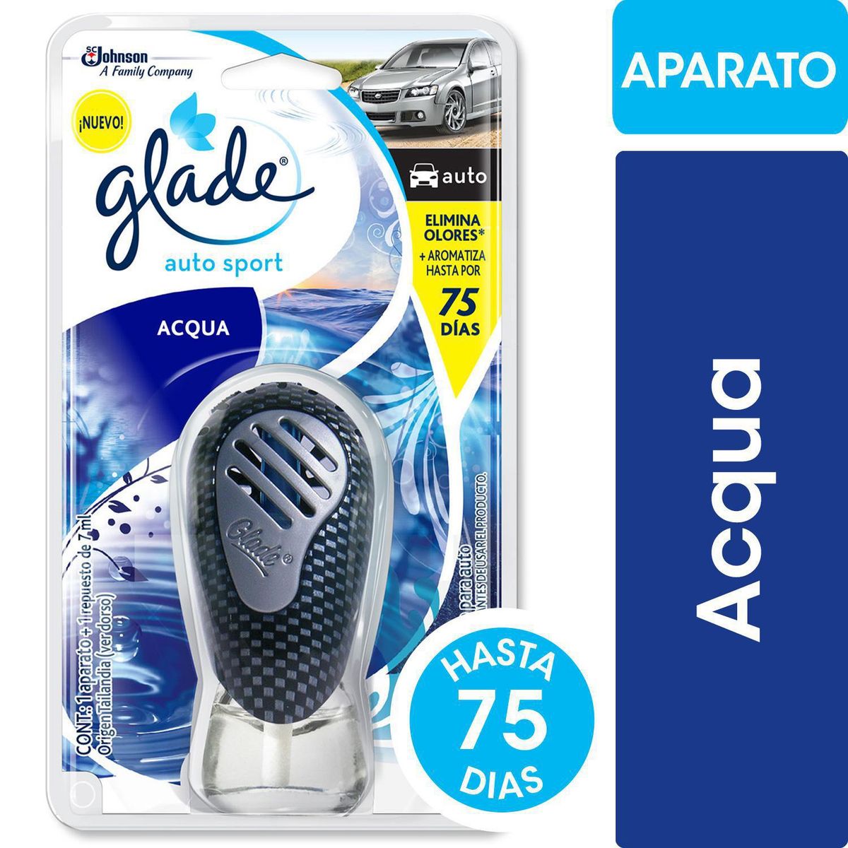 GLADE - Aromatizante para Auto Glade Acqua 7 ml
