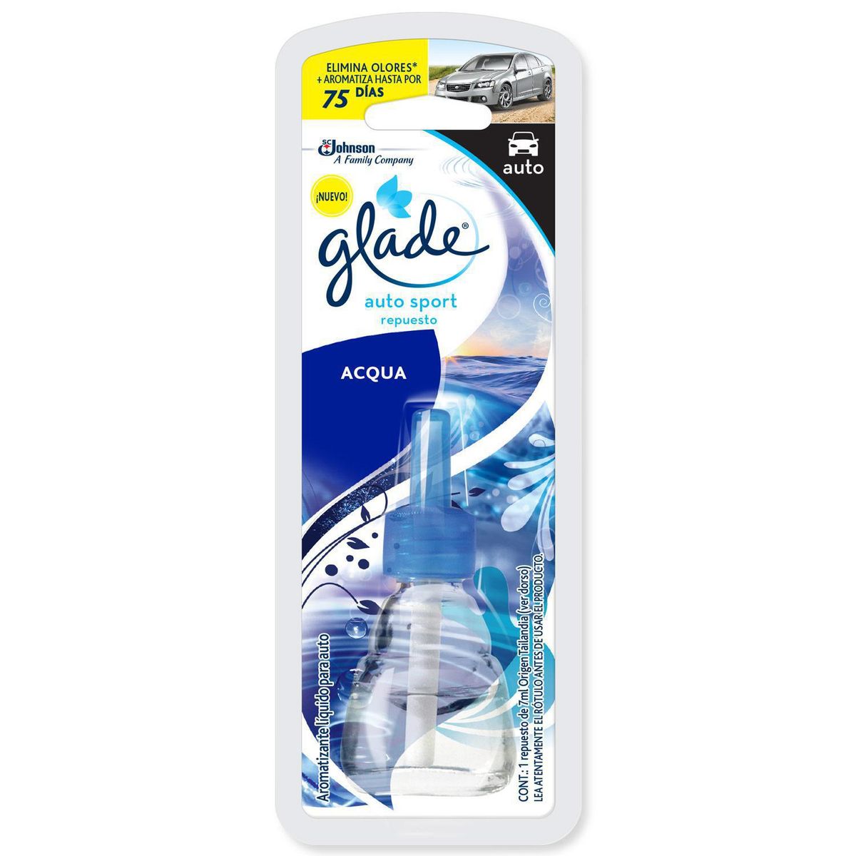 GLADE - Aromatizante Auto Glade Acqua 7 ml Larga Duración