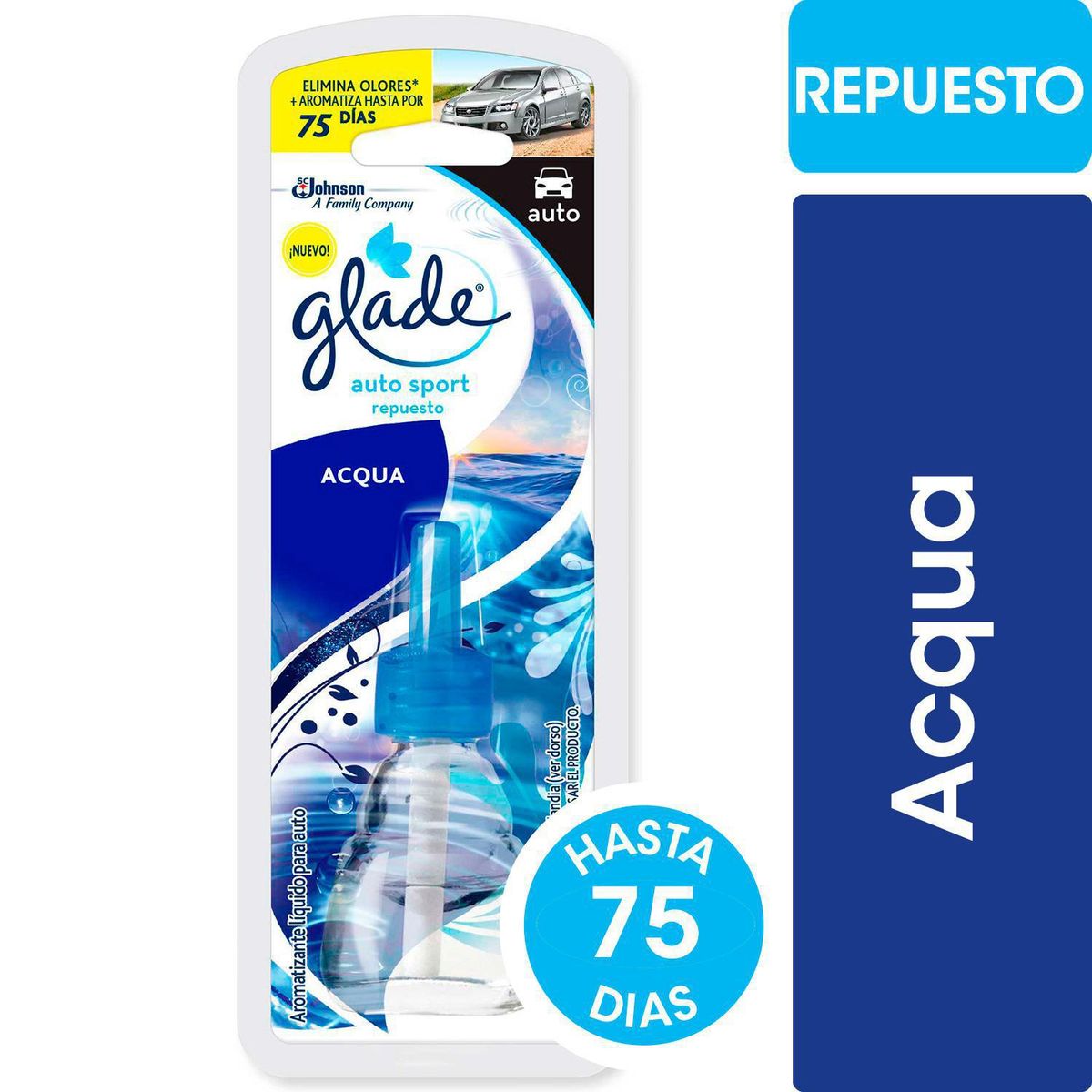 GLADE - Aromatizante Auto Glade Acqua 7 ml Larga Duración