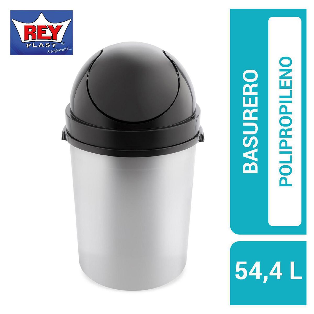 REYPLAST - Papelero Vaiven 54.4 Litros Plástico Gris
