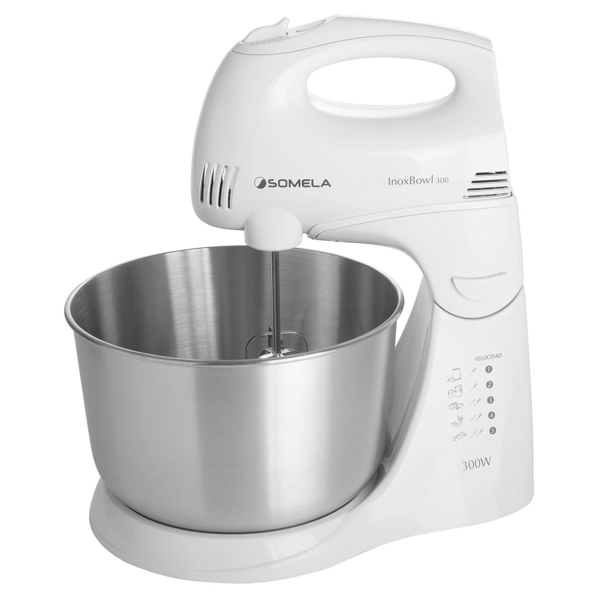 SOMELA - Batidora de Pedestal 3 l 300 W Blanco InoxBowl 300