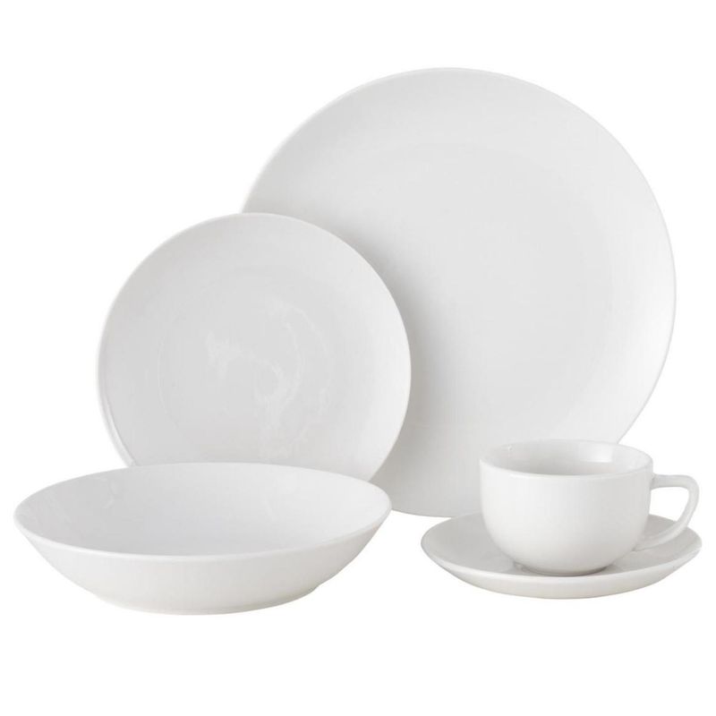 JUST HOME COLLECTION - Juego de Loza 30 Piezas Porcelana Redondo Blanco