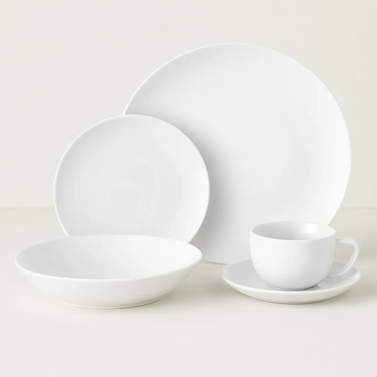 JUST HOME COLLECTION - Juego de Loza 30 Piezas Porcelana Redondo Blanco 6 Personas