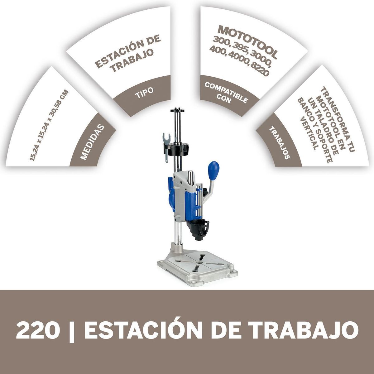 DREMEL - Soporte ajustable entre 15 y 90º
