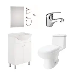 SENSI DACQUA - Combo Sanitario One piece 30,5 cm 4,8 Litros + Kit Vanitorio + Monomando + Espejo Cromado