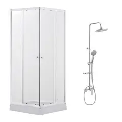 SENSI DACQUA - Combo Shower Cuadrado 80x80x200 cm 6mm + Columna de Ducha Cromada
