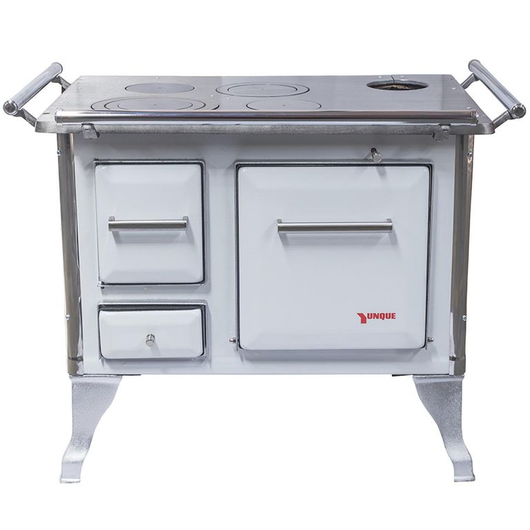 YUNQUE Cocina a Leña 80x56 cm 4 Platos Blanco Tradicional