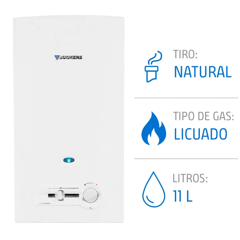 Calefont 11 Litros Gas Licuado Tiro Natural Chispero